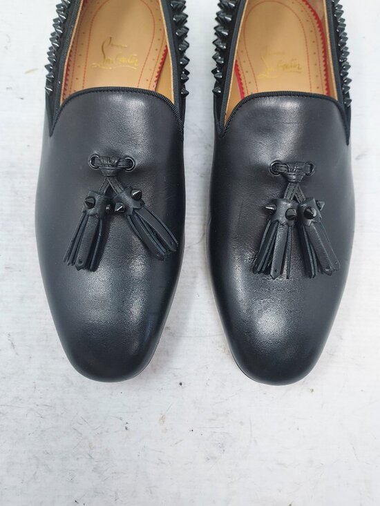 Christian Louboutin MENS Black Tassilo Spike Stud Tassel Leather Loafer main image 5